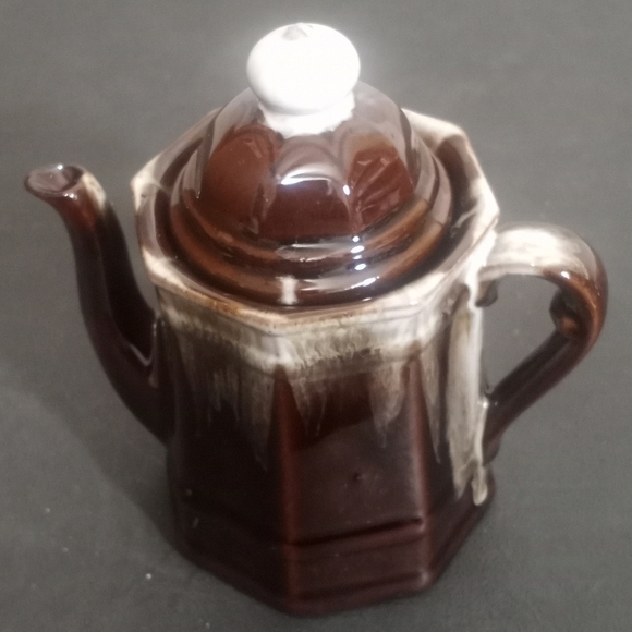 VINTAGE McCoy Speckle Drip Glaze Art Pottery Teapot - Picture 7 of 9
